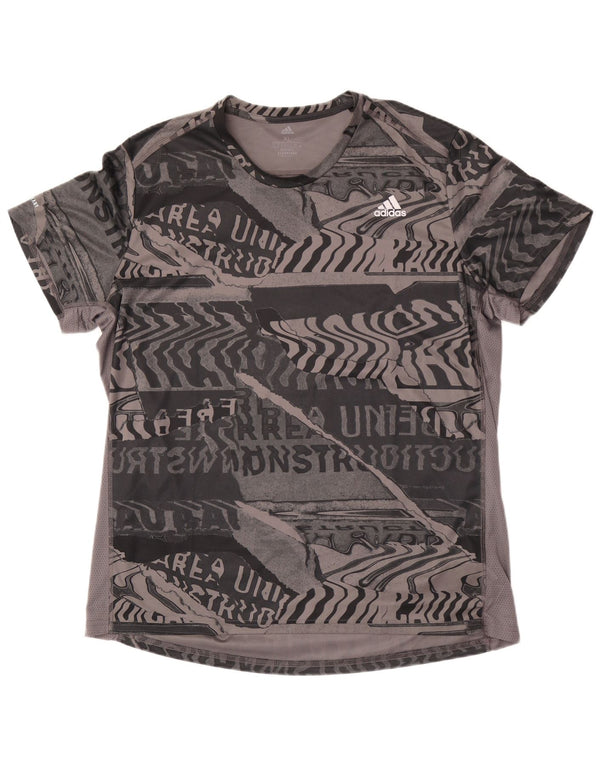 Męska koszulka Adidas Aeroready z grafiką Top XL, szary, geometryczny poliester