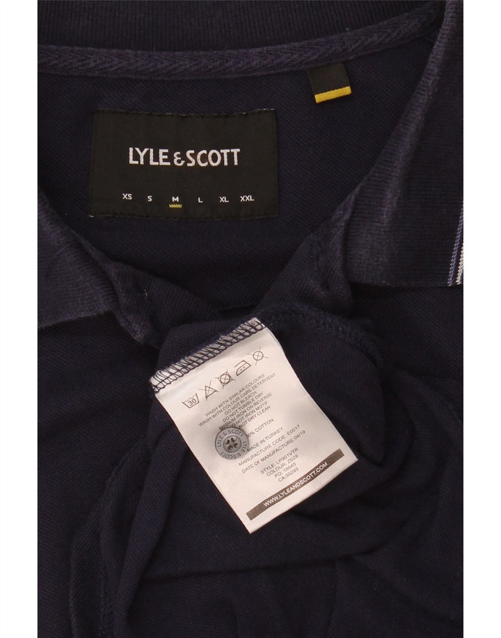 Męska koszulka polo z długim rękawem Lyle & Scott, średnia, granatowa, bawełniana