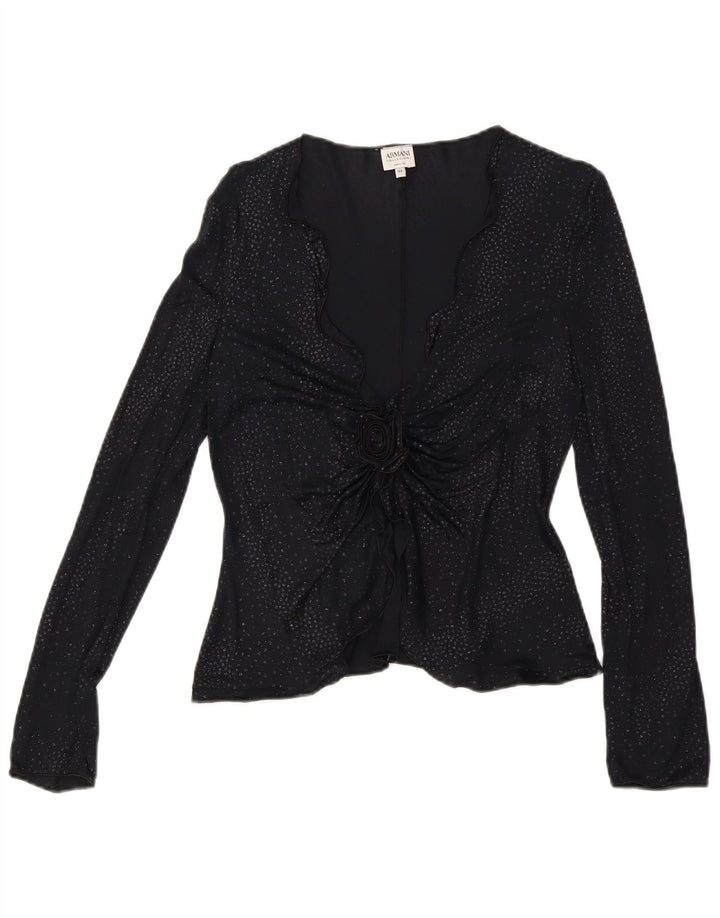 Damska bluzka z długim rękawem Armani IT 44 Medium Black Spotted
