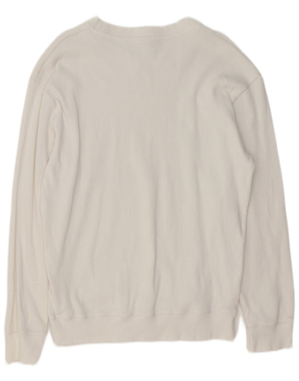 Zara Męski sweter z dekoltem w łódkę, duży, biały, bawełniany