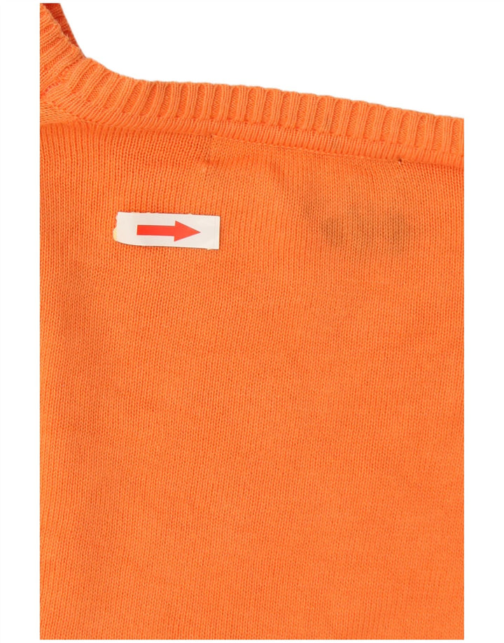 Męski sweter Zara z dekoltem w łódkę, duży, pomarańczowy, bawełniany