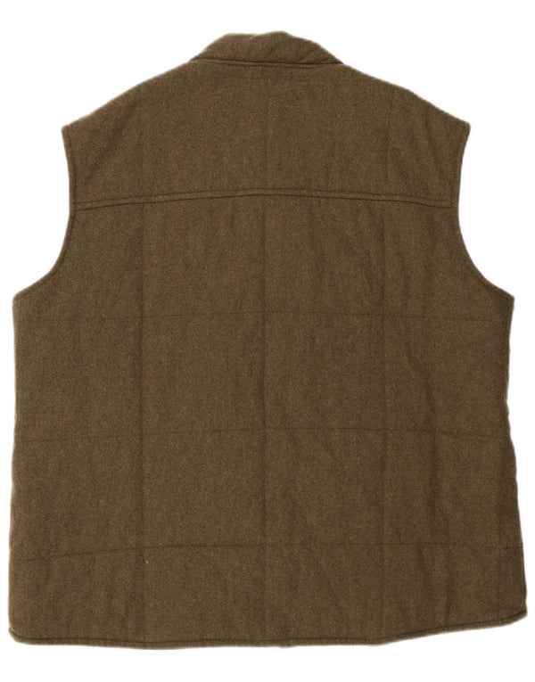 Vintage męska pikowana kamizelka UK 40 duża z dziewiczej wełny khaki