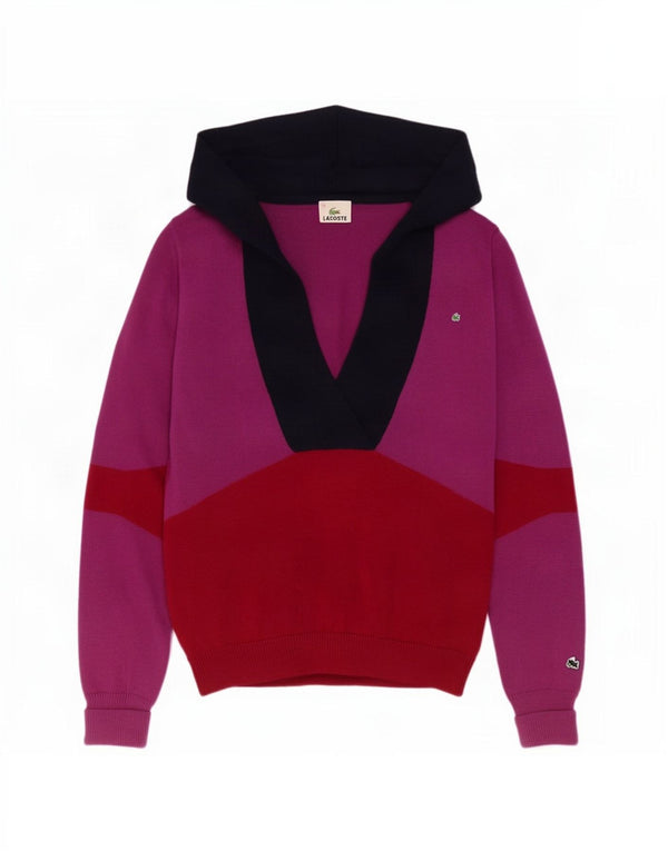 Lacoste Womens V-Neck Jumper Sweater Size 40 Medium Multicoloured