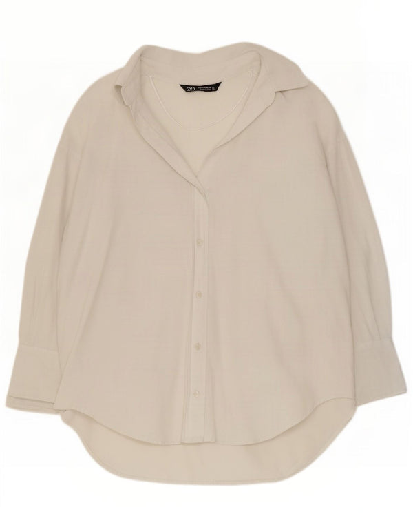 Damska koszula oversize Zara UK 10 Small, biała, bawełniana