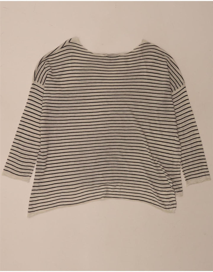 Damski top oversize Zara z rękawem 3/4, UK 10, małe, białe paski, poliester