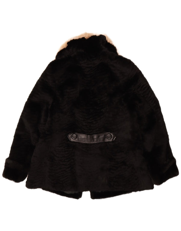 Damska kurtka ze sztucznego futra VINTAGE UK 14, średnia czarna