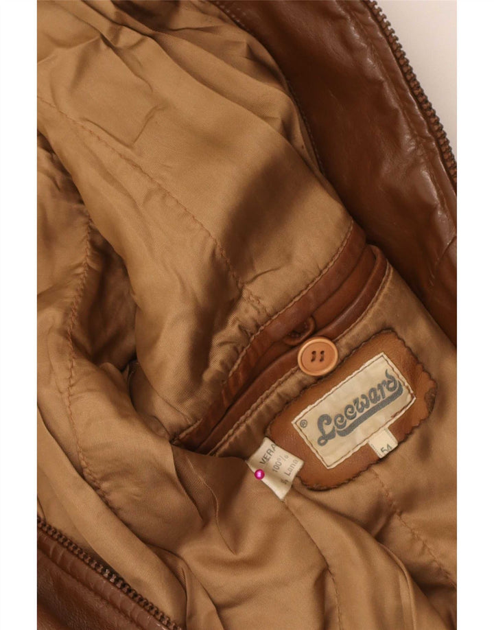 Vintage męska skórzana kurtka IT 54 XL brązowa