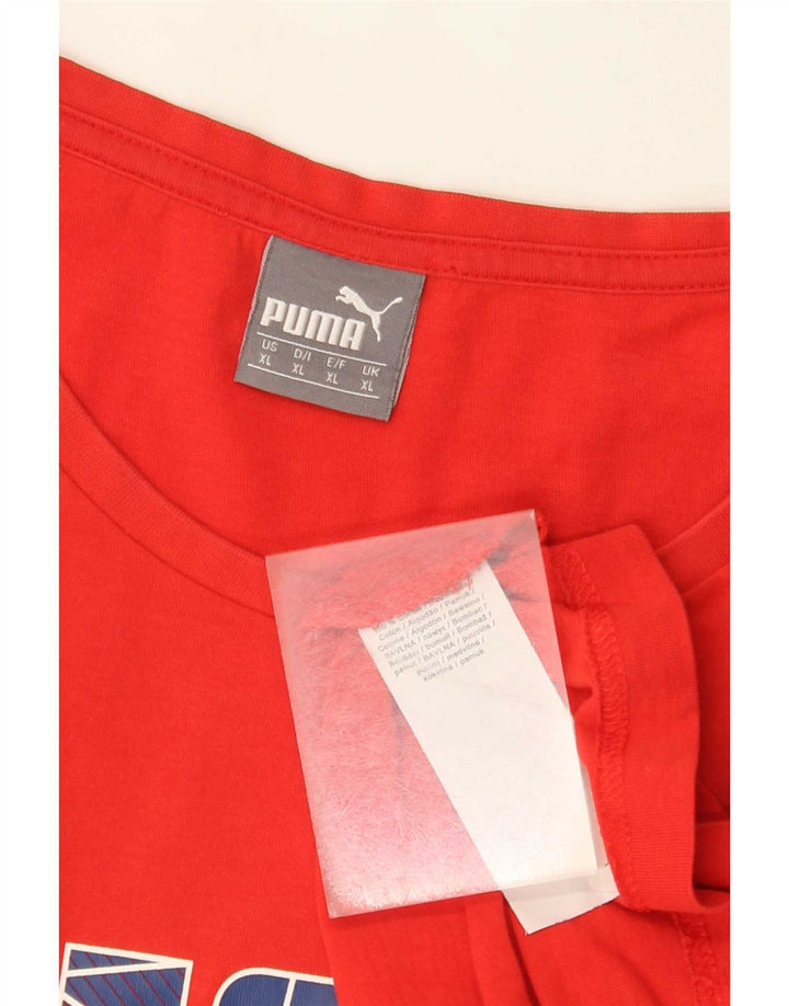 Męska koszulka z grafiką Puma, góra XL, czerwona, bawełniana