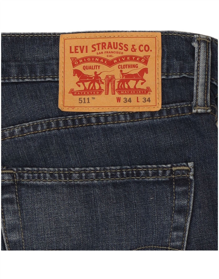 Męskie jeansy LEVI'S 511 Slim W34 L28 Niebieska bawełna