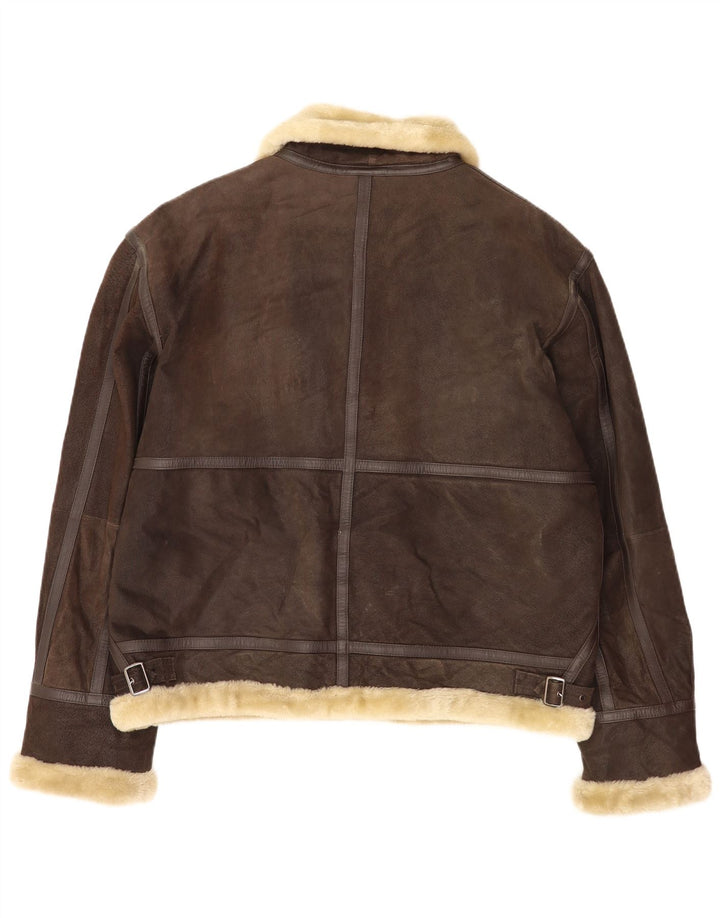 Conbipel Męska kurtka Shearling UK 42 XL Brązowa skóra