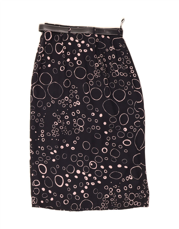 LUCIA Womens Straight Skirt EU 40 Medium W30  Navy Blue Spotted Polyester Vintage Lucia and Second-Hand Lucia from Messina Hembry 