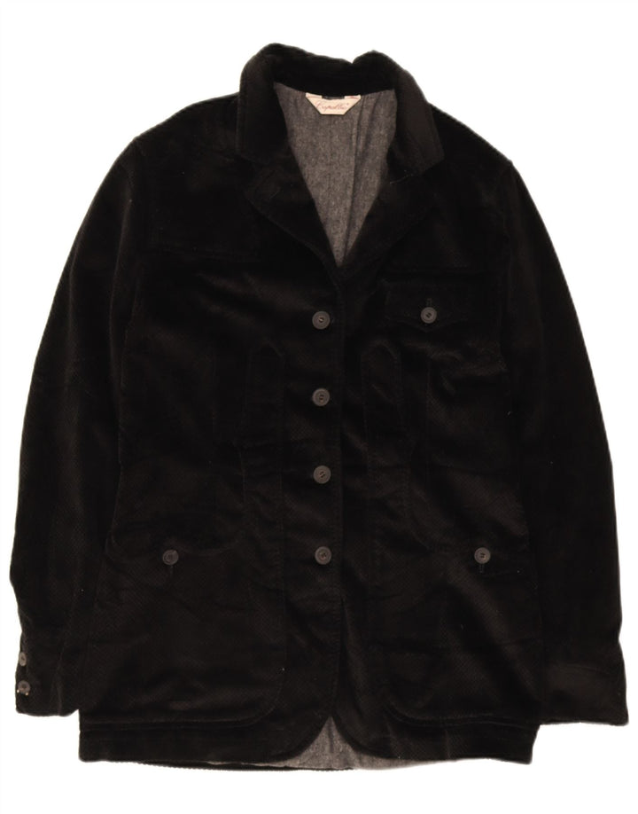 Damska marynarka Capalbio z 4 guzikami, aksamitna marynarka IT 44, średnia czarna bawełna