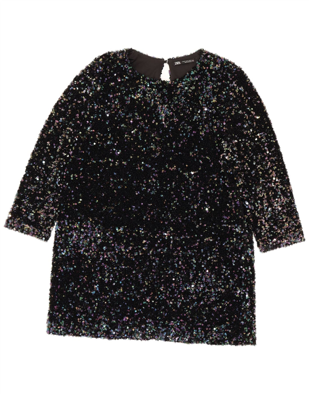 Damska sukienka Zara z cekinami i rękawami 3/4, UK 18 XL, wielobarwny poliester