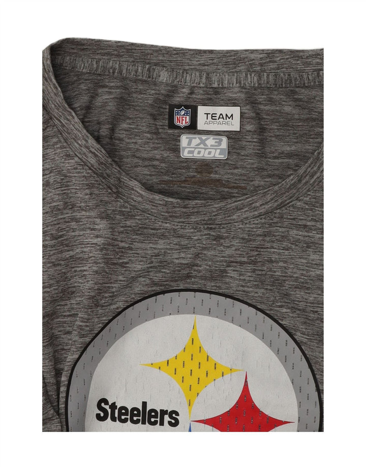 NFL Mens Steelers Graphic Top Long Sleeve XL Grey Polyester