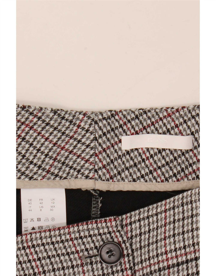 Damskie spodnie garniturowe Hugo Boss UK 12 Medium W32 L27 Szara pepitka
