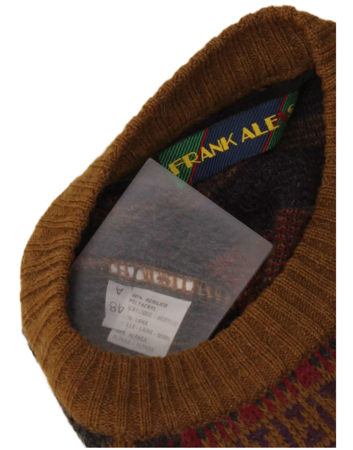 FRANK ALEXS Męski sweter z okrągłym dekoltem IT 48 Średni brązowy geometryczny