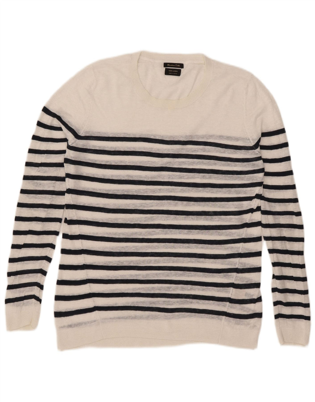 Damski sweter Massimo Dutti z okrągłym dekoltem UK 16, duże białe paski