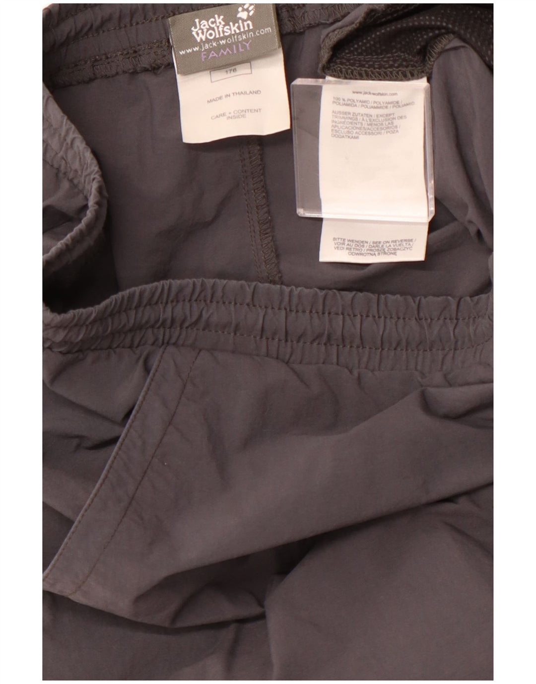 Chłopięce spodenki sportowe JACK WOLFSKIN 15-16 lat, szary poliamid