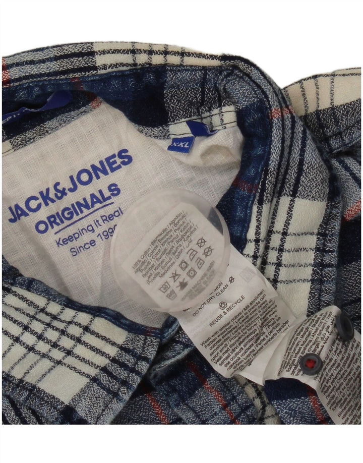 Męska koszula flanelowa JACK & JONES 2XL, bawełniana niebieska krata