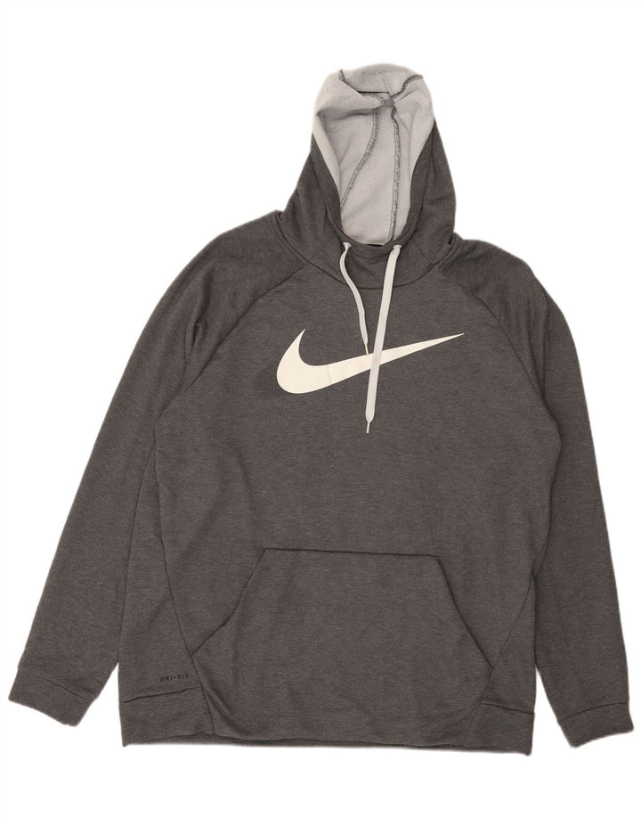 Męska bluza z kapturem Nike Dri Fit Graphic XL, szary poliester