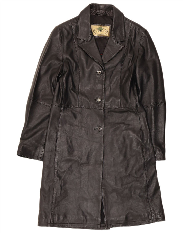 Hidepark damski płaszcz skórzany UK 10 mała czarna skóra