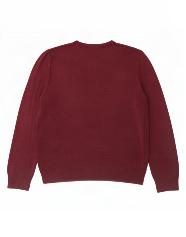 Męski sweter Marks & Spencer Blue Harbor z dekoltem w kształcie litery V, duży, bordowy