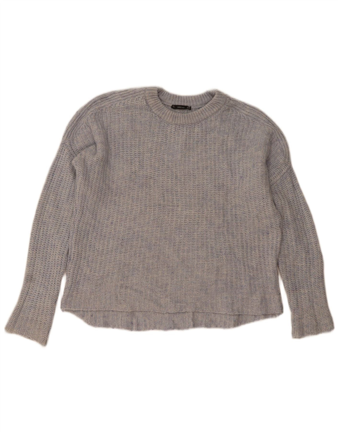 Damski sweter oversize z dekoltem w łódkę Zara UK 14 Średni niebieski nakrapiany