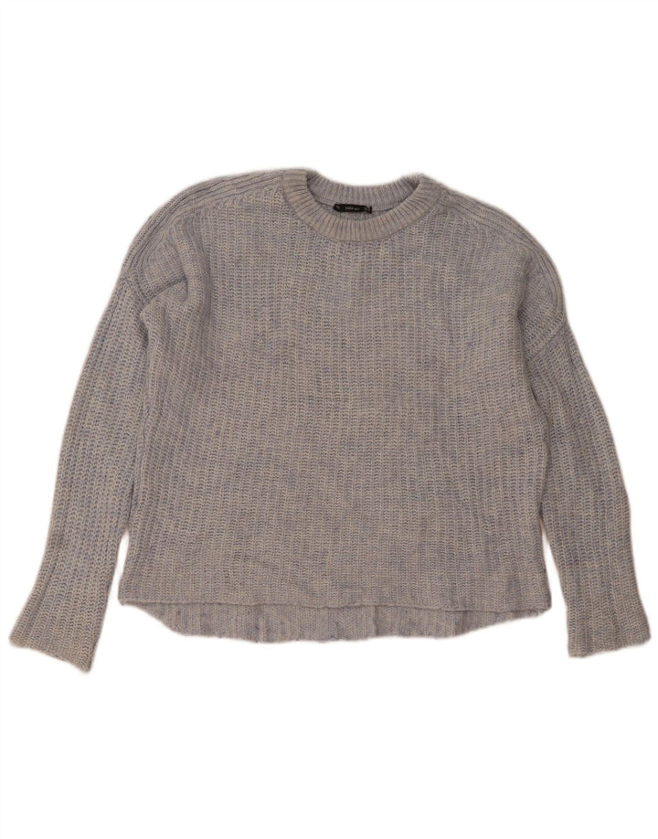 Damski sweter oversize z dekoltem w łódkę Zara UK 14 Średni niebieski nakrapiany