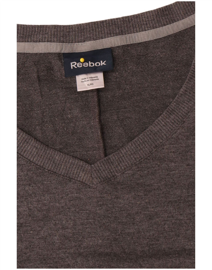 Damski sweter Reebok z dekoltem w kształcie litery V, UK 18 XL, szary poliester