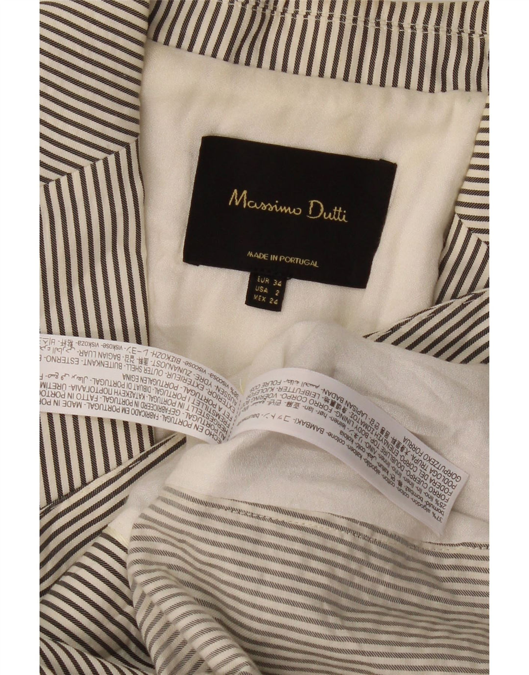 MASSIMO DUTTI Damska marynarka zapinana na 1 guzik EU 34 2XS Szara w prążki