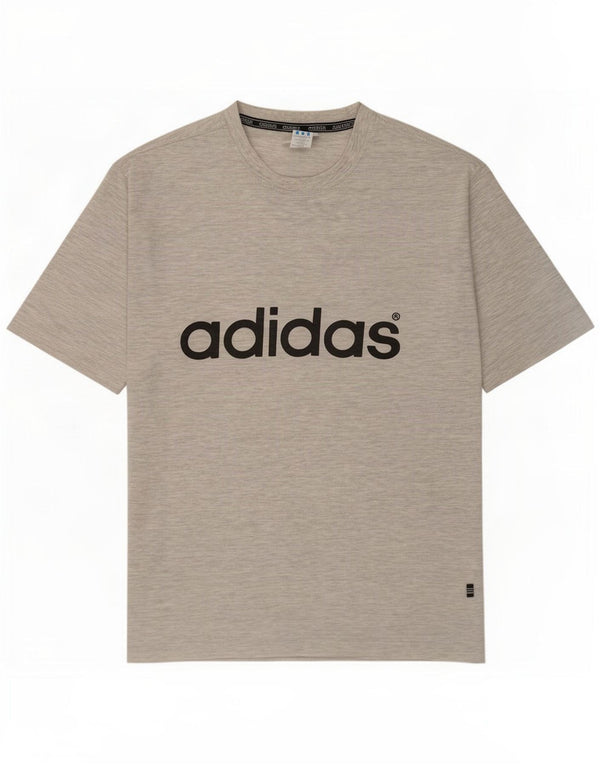 Męska koszulka graficzna Adidas Top UK 42/44, duża, szara, nakrapiana bawełna