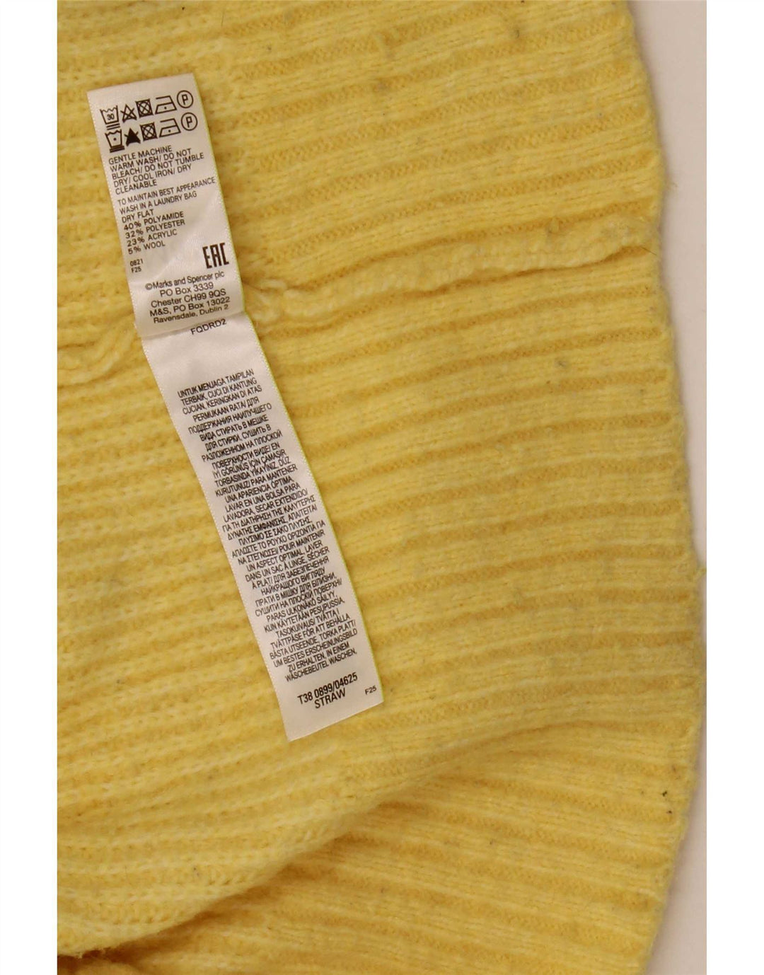 Marks & Spencer Damski sweter z golfem UK 10, mały, żółty