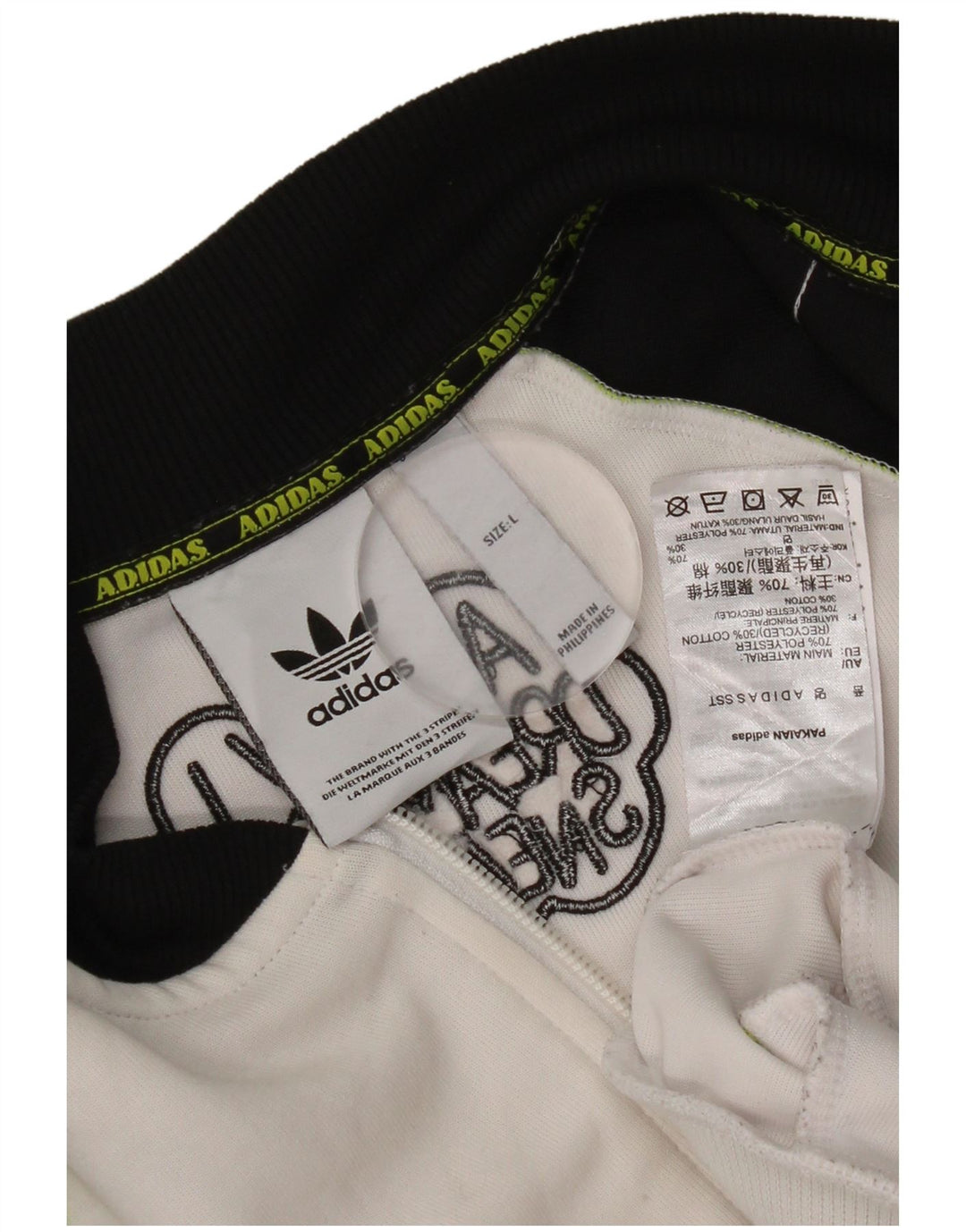 Męska bluza dresowa Adidas, duża, biała, poliestrowa z blokami kolorów