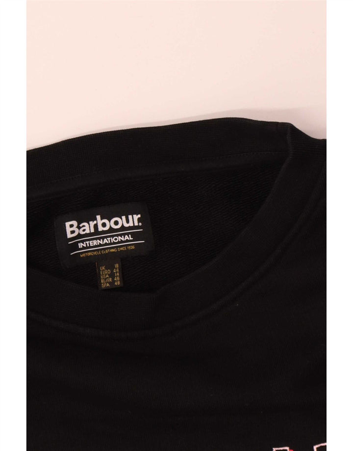 Damska bluza oversize Barbour z grafiką UK 18 XL, czarna bawełna