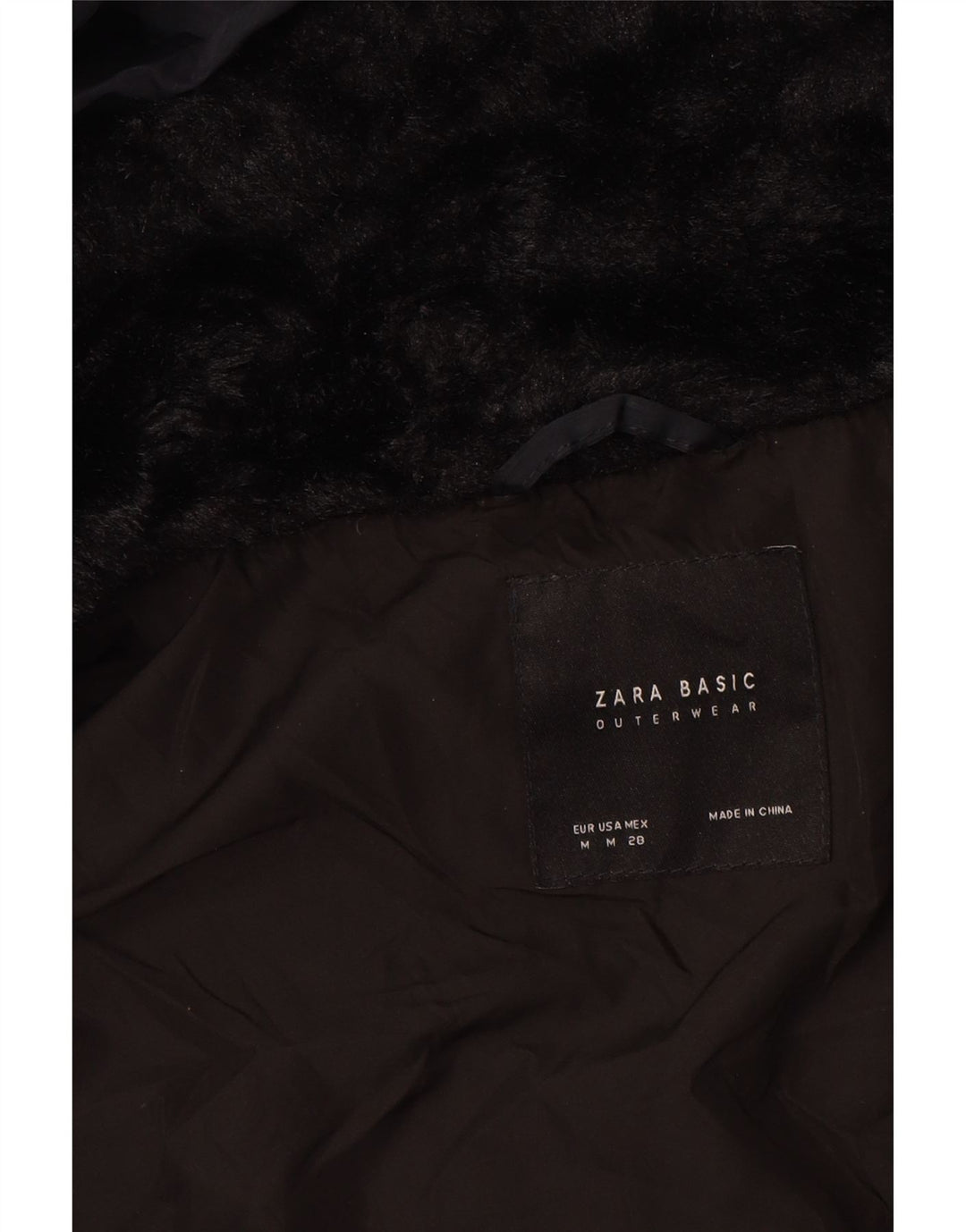 Damski ocieplany płaszcz ZARA UK 14, średni granatowy, poliester