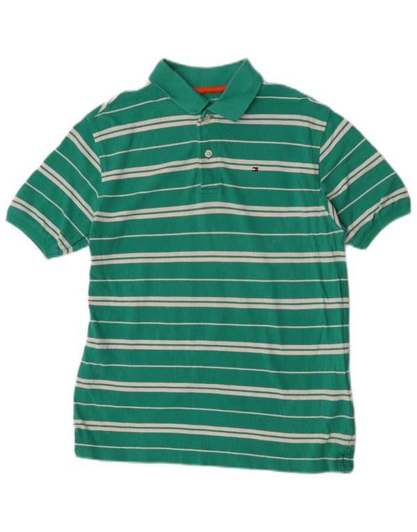 Chłopięca koszulka polo Tommy Hilfiger 12-13 lat, duża, zielona, ​​bawełniana w paski