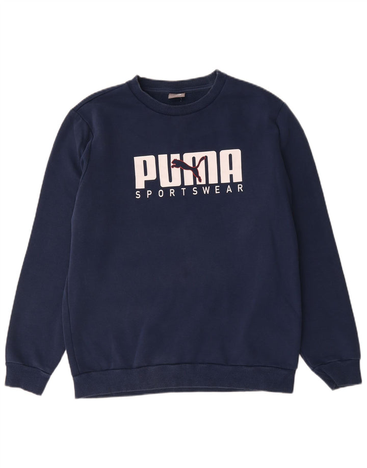Męska bluza z grafiką Puma, sweter, średni granatowy, bawełniany