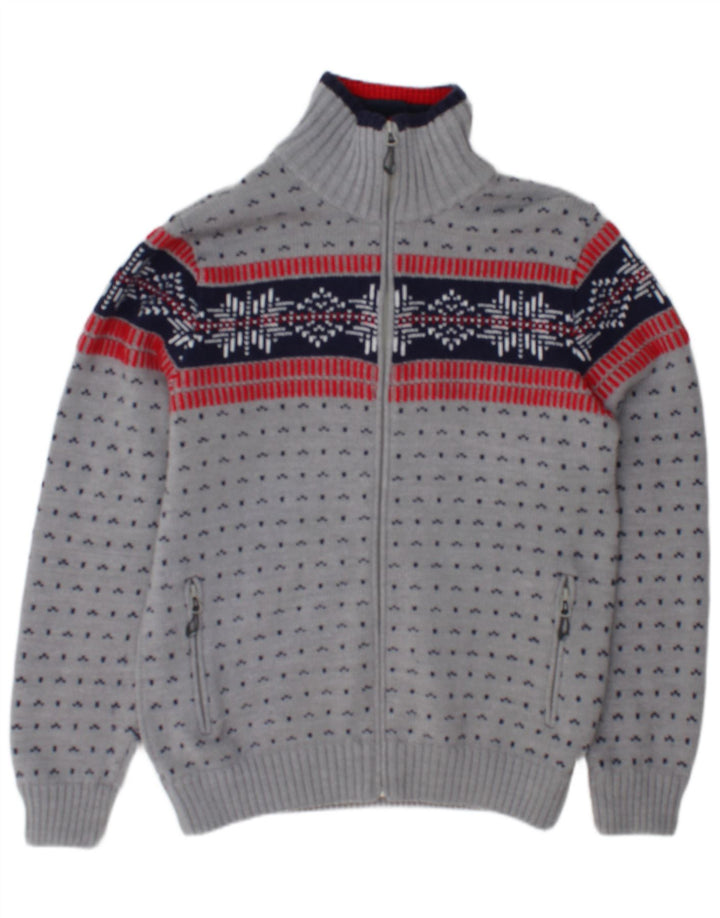 CMP Męski sweter rozpinany z pełnym zamkiem IT 50 Średni szary Fair Isle akryl
