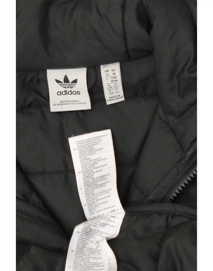 Damska kurtka z kapturem i wyściełaną Adidas UK 14, średni czarny poliester