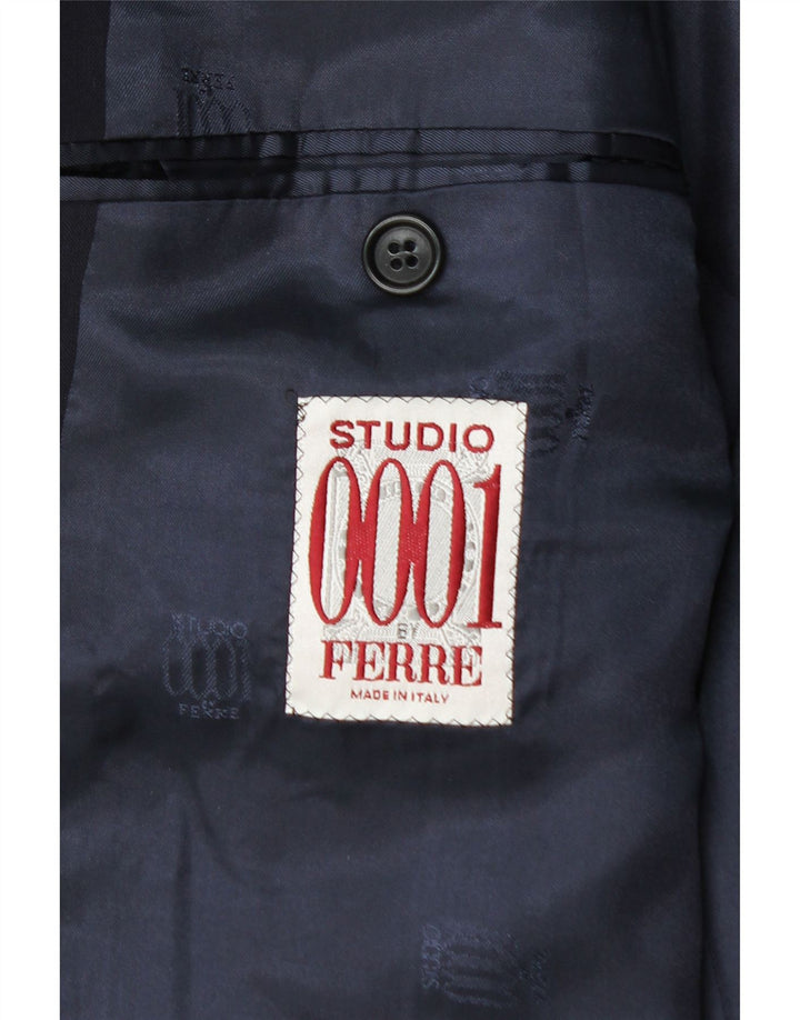 Męska marynarka zapinana na 2 guziki Ferre IT 54 2XL Granatowa, dziewicza wełna