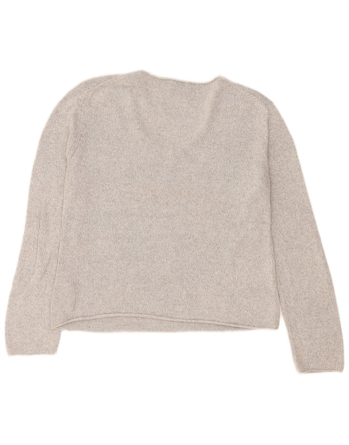 Sweter damski Massimo Dutti z dekoltem w kształcie litery V, UK 14, średnioszary, bawełniany w cętki
