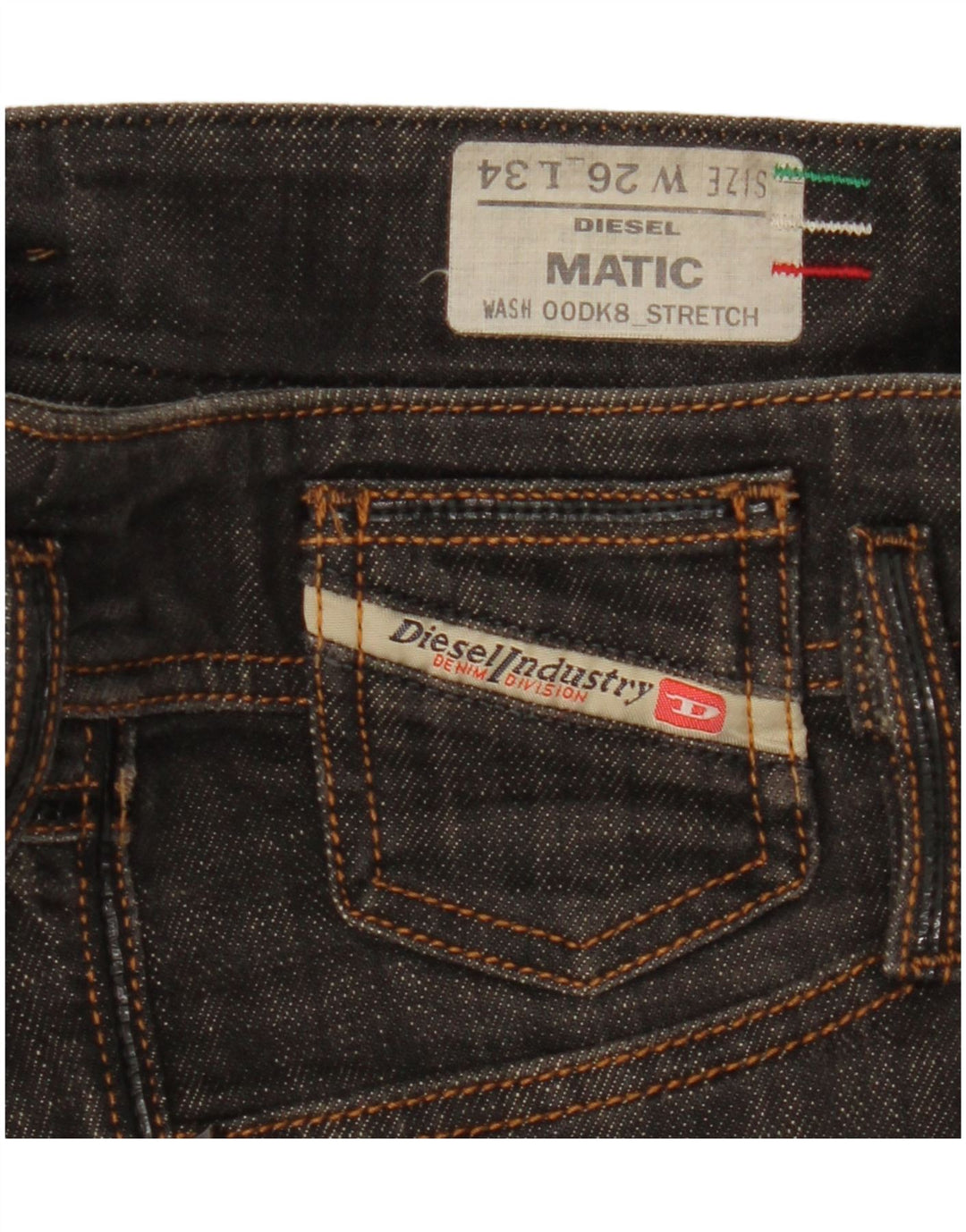 Damskie jeansy Diesel Matic Straight W26 L31 Czarne bawełniane