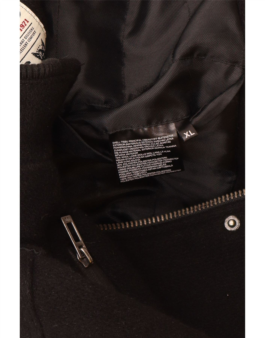 ANGELO LITRICO Męska wojskowa kurtka bomber UK 42 XL, czarna wełna