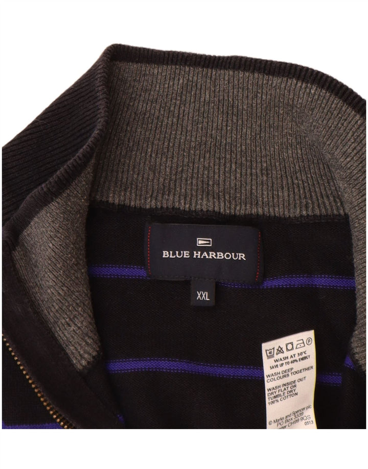 Męski sweter Marks & Spencer Blue Harbor z zamkiem błyskawicznym 2XL w czarne paski
