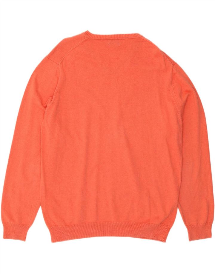 MASSIMO DUTTI Męski sweter z dekoltem w kształcie litery V, duży, różowy, bawełniany