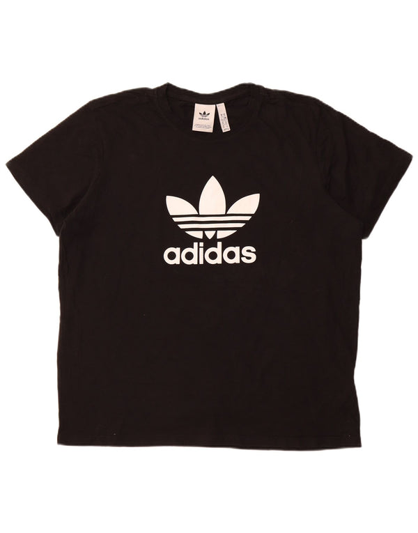 Damska koszulka z grafiką ADIDAS Top UK 18 XL, czarna bawełna