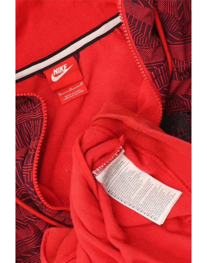 Męski sweter z kapturem i zamkiem błyskawicznym Nike, średnioczerwony, geometryczny, bawełniany