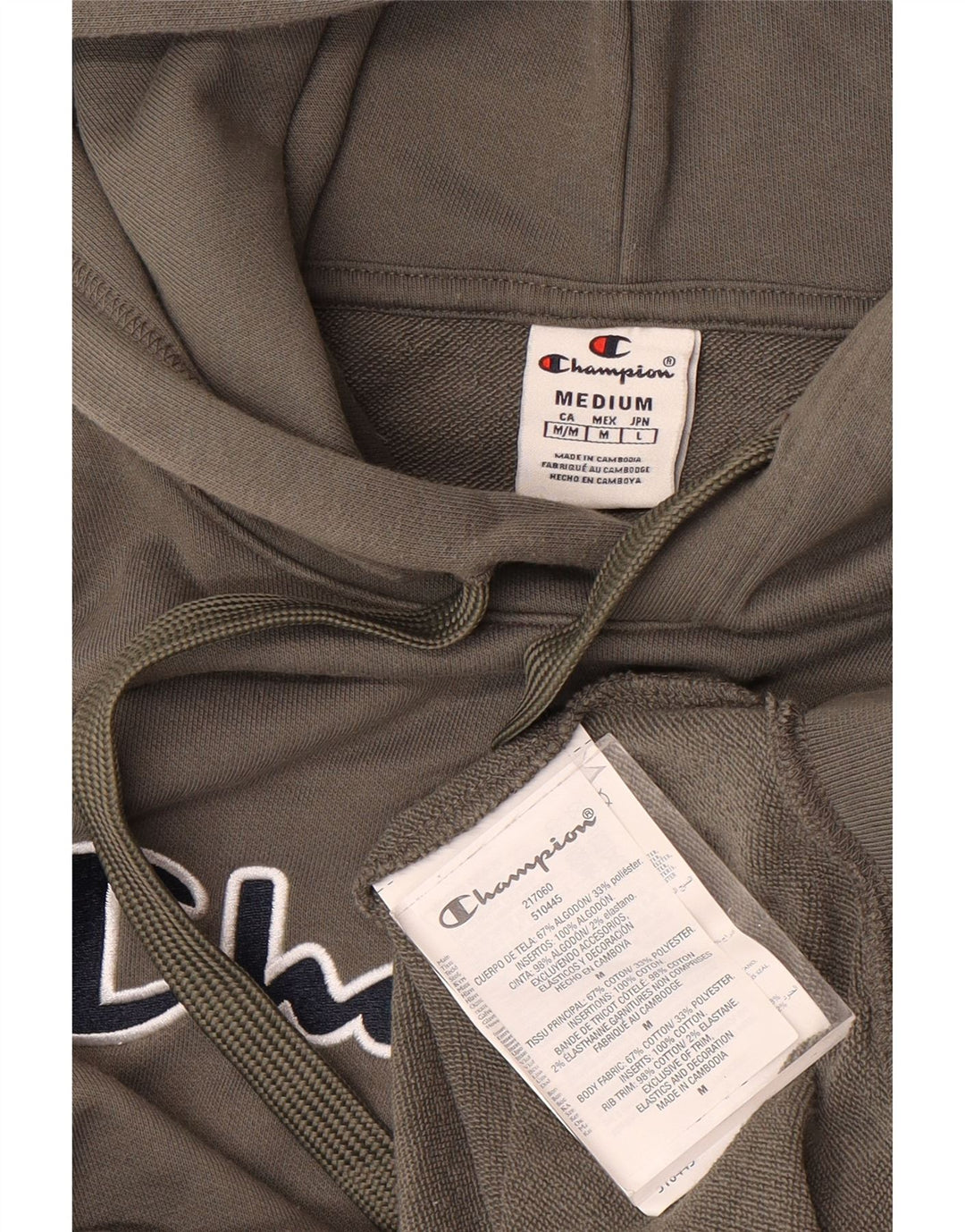 Męski sweter z kapturem i grafiką CHAMPION, średnia bawełna khaki