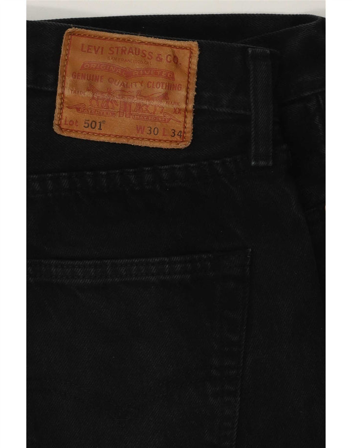 Męskie dżinsy Levi's 501 Straight W30 L34 Czarna bawełna
