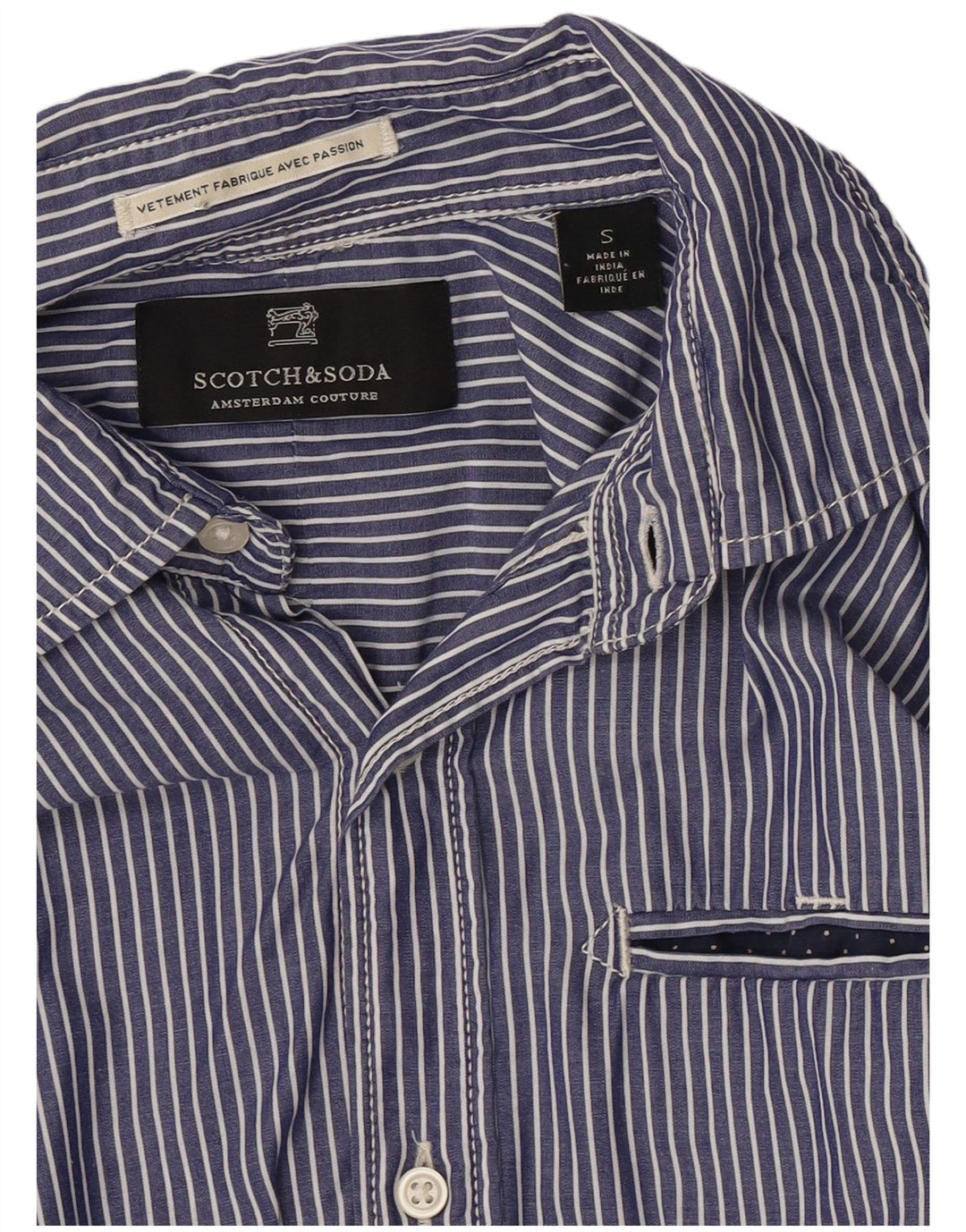 Koszula męska Scotch & Soda, mała, bawełniana w niebieskie paski